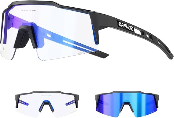 KAPVOE Photochromic Cycling Glasses Men Women Clear Transition Mountain Bike Sunglasses Sports Baseball Running - K9023