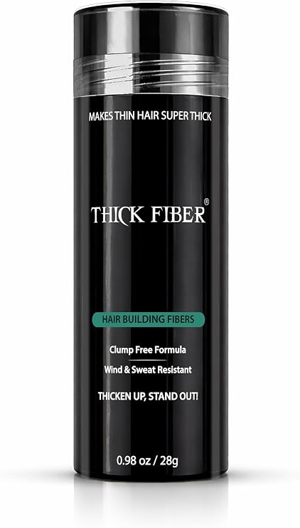 THICK FIBER Hair Fibres | Hair Powder for Thinning Hair 25g Bottle | Makes Thin Hair Look Thicker in Seconds | Hair Loss Concealer For Women & Men (Black)
