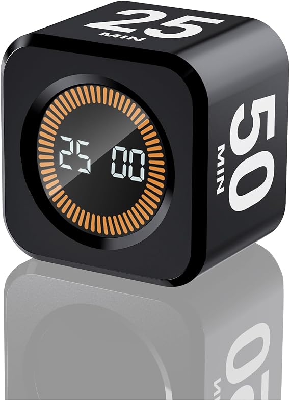 EooCoo Pomodoro Timer Cube, Cool Stuff Gadgets, Visual Timer with Gravity, Countdown 5/10/25/50 Min, Rechargeable Productivity Tool for Office, Classroom, Kitchen, Gym, Yoga, College School Supplies