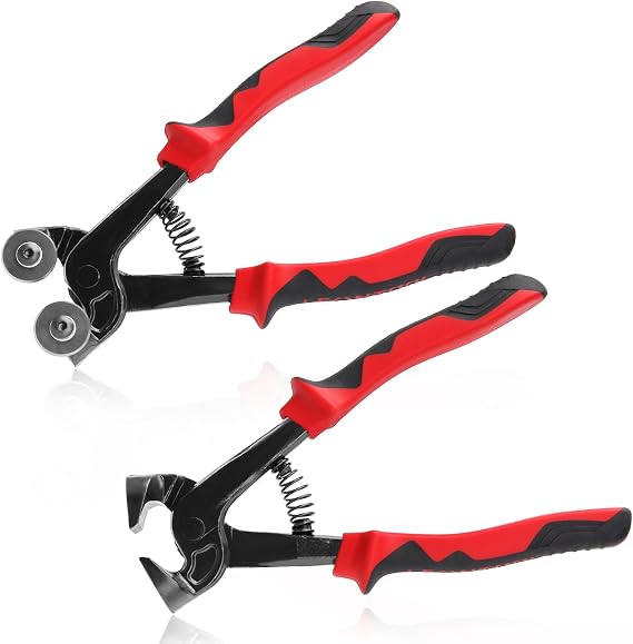 Leontool タイルニッパー 喰切れ ガラスタイルニッパー タイル 喰い切り タイルカッター 刃 ガラスカッター チップ付タイルニッパー タイルサイドニッパー グラスニッパー モザイクタイル タイルペンチ タイルカット タイル割る 切断 食い切り 施工工具 プロ ニッパ 左官 道具 壁 床 磁器質タイル切り ローラー型 超硬刃 超硬チップ付き