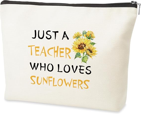 Gifts for Teachers Women - Teacher Appreciation Gifts,Christmas End of Year Birthday Valentines Retirement Sunflowers Gift for Women,Flower Lover Gift,Makeup Bags,Teachers Stocking Stuffers