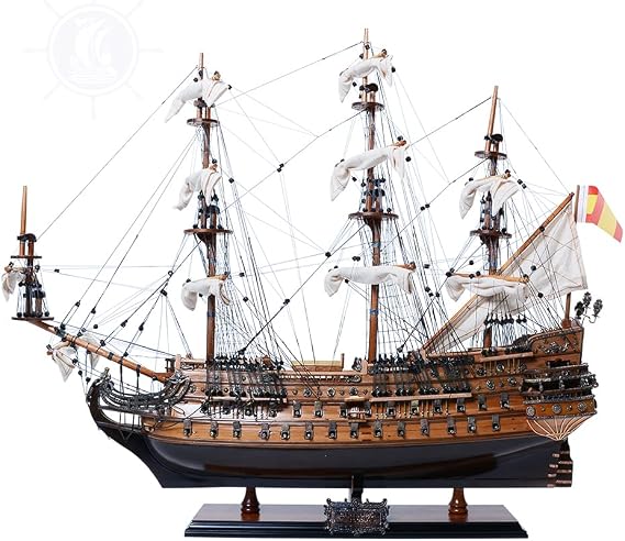 San Felipe Medium Model Ship - Fully Assembled Ship Model for Home and Office - 28.0L x 9.5W x 26.0H inches