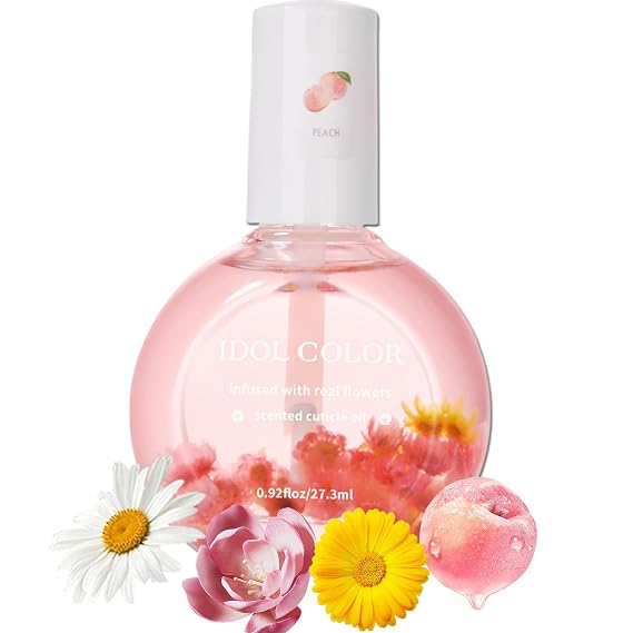 Rosarden Peach Scented Cuticle Oil, Cuticle Oil with Flowers, Cuticle Oil for Nails, Brush Cuticle Oil for Nail, Nourishing Oil for Nails and Cuticles, 0.92FlOz