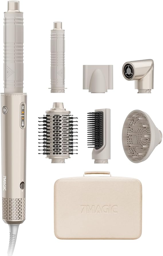 7MAGIC 7-in-1 Air Multi-Styler & Hair Dryer Brush with Auto-Wrap Curlers