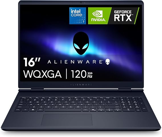 Alienware 16 Aurora Gaming Laptop AC16250-16" WQXGA 120Hz Display, Intel Core 7-240H Processor, 16GB DDR5 RAM, 512GB SSD, NVIDIA GeForce RTX 5050 8GB Graphics, Windows 11 Home, Onsite Service - Blue