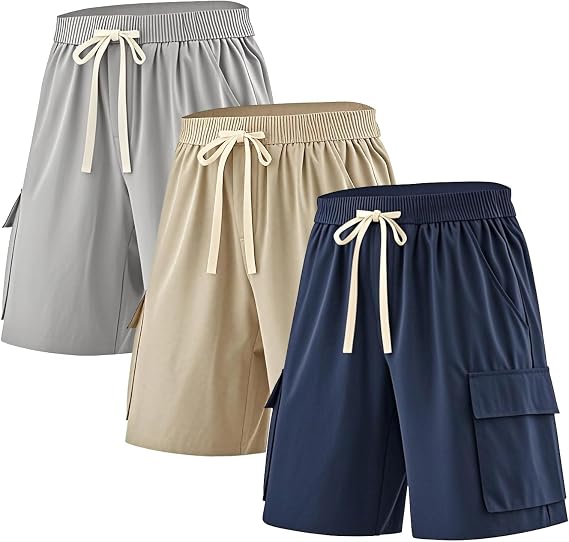 3 Pack Men's Athletic Shorts Workout Gym Basketball Shorts 8" Inseam with Pockets