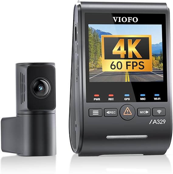 VIOFO A329S 4K 60FPS Dash Cam Front and Rear, STARVIS 2 HDR, Wi-Fi 6 | 4K Front + 2K Rear, Dual STARVIS 2 Sensors, Low-Light Clarity, Power-Saving Parking Mode, GPS & Up To 4TB SSD Support