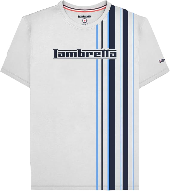 Lambretta Mens Racing Stripe Logo Retro T Shirt
