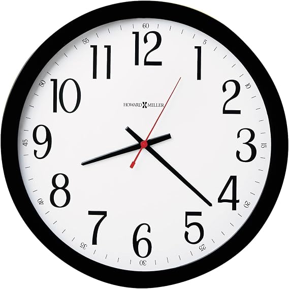 Howard Miller Gallery Wall Clock Round Black Frame, Optical Crystal Glass, Arabic Numerals, Battery-Operated Quartz Movement