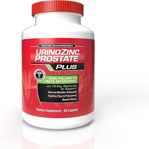 Urinozinc Prostate Plus, Saw Palmetto & Beta Sitosterol Supplement for Men, Reduce Frequent Urination (1 Month Supply, 60 Count)