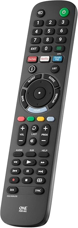 One For All Sony TV Replacement remote – Works with ALL Sony TVs – Learning feature -URC4912