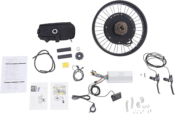 20" 48V 2000W E-Bike Rear Wheel Conversion Kit, Electric Bicycle Fat Snow Tire Motor Conversion Kit Brushless Gearless Rear Wheel Hub Motor with LCD for Snow Bikes, Snowmobile with 20 x 4in Tires