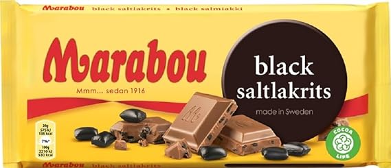 Marabou Black Saltlakrits (Salty Licorice) Milk Chocolate Bar 180g (Sweden)