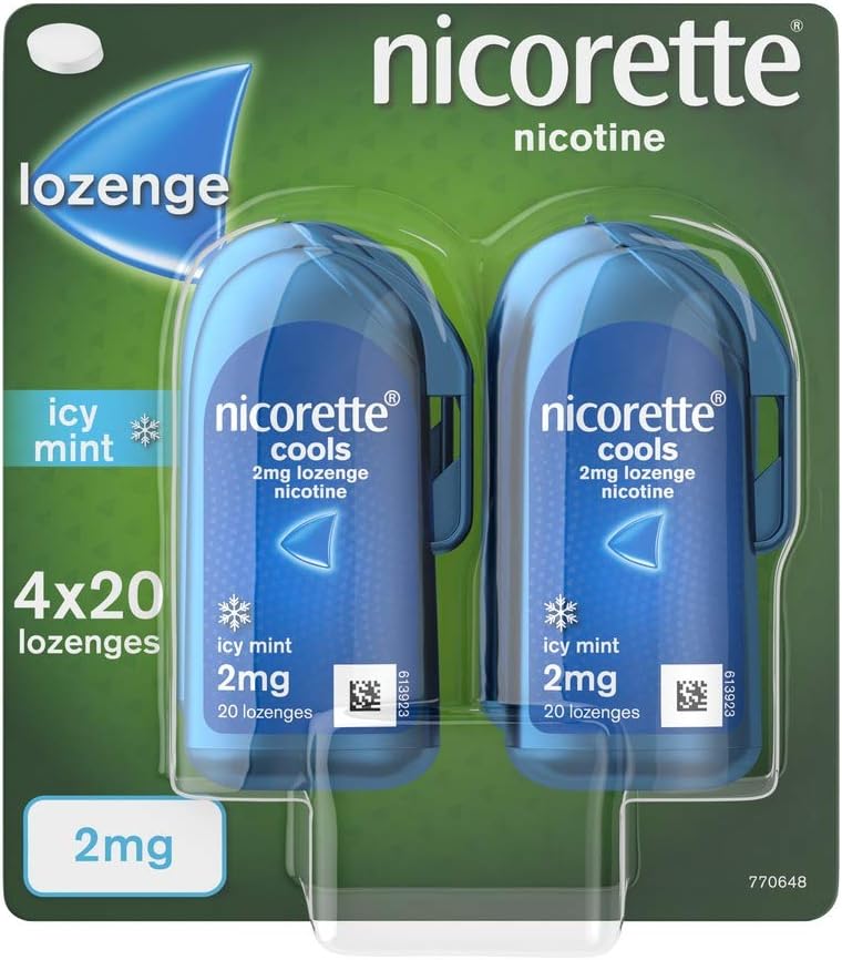 Nicorette Cools 2 mg Icy Mint Lozenges, 4 x 20 pack Quit Smoking & Stop Smoking Aid