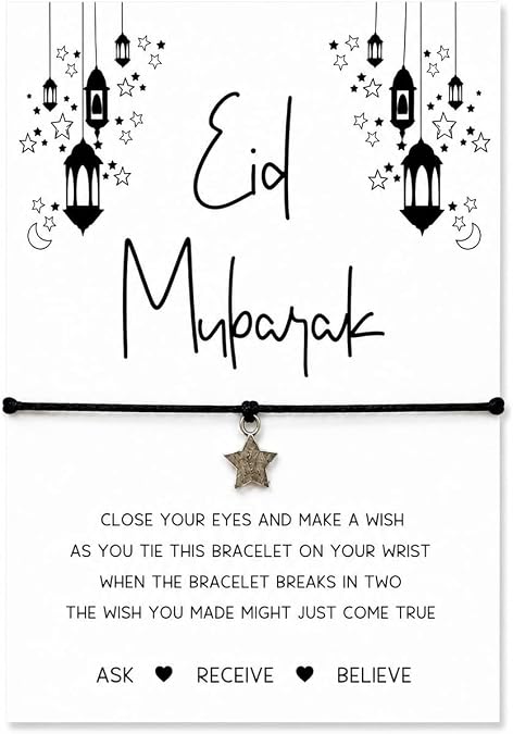 Eid Mubarak wish string bracelet | Gift for Eid card filler | Star Charm | Adjustable - fits all