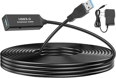 USB 3.0 Active Cable, USB Type A-Male to A-Female Extension Cord Superspeed USB 3.0 Extender Wire with AC Power Adpter for Printer, Xbox, Oculus Rift, PS4, 16 Feet