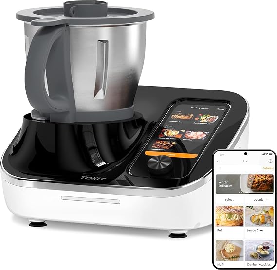 TOKIT C2 AI Omni Cook Robot, Food Processor Automatic Cooking Machine 21 Functions Cooker Robot- Blender, Stirrer, Fry, Steamer, Stand Mixer, Chopper, Cutter, 3000+ Free Recipes, 95°F-356℉