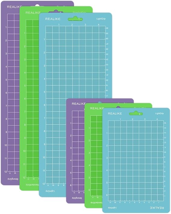 REALIKE Cutting Mat Compatible with Cricut Joy 4.5 X12 4.5X6.5 (StandardGrip, LightGrip, StrongGrip 6 Mats), Variety Adhesive Cutting mats for Joy Accessories