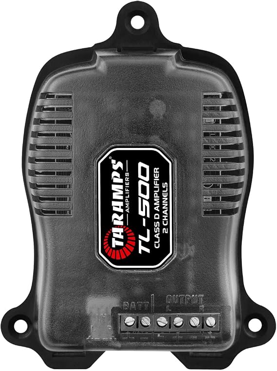Taramp's TL 500 Amplifier 90 Watts RMS at 2 Ohms, 2x 45 Watts RMS, 2 Channels Class D, Car Audio Amp, Stereo, A.R.T System, Automatic Activation, 8 ~ 16 VDC, Black, Small