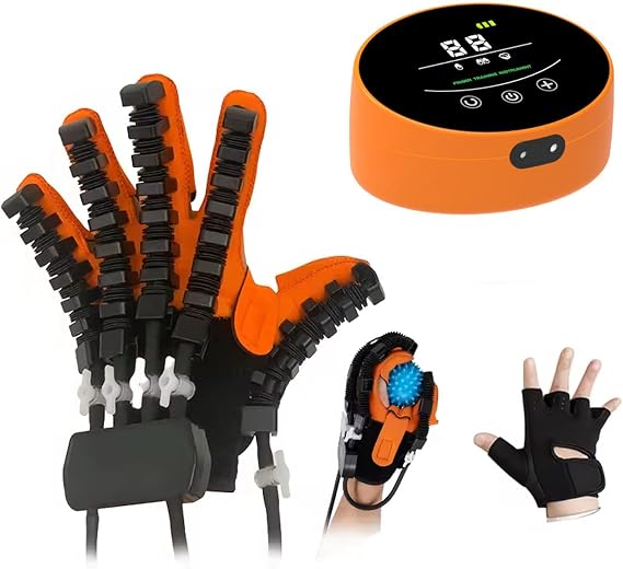 DVK Rehabilitation Robotic Gloves for Finger - Enhanced Hand and Finger Exercise for Stroke, Hand Robotic Rehabilitation (Left-M), Orange