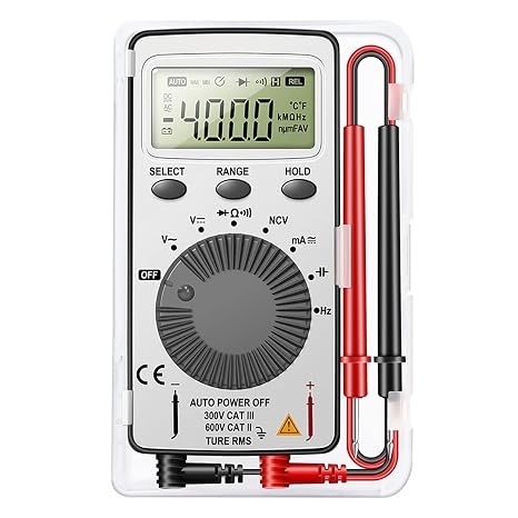 Digital Multimeter Spannungsprüfer Strommessgerät CAT II 600 V Voltmeter Durchgangsprüfer für AC/DC Spannung DC Strom Durchgang Widerstand Kapazität Frequenz Mit faltbar Ständer Messleitungen