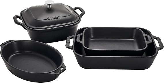 Staub Ceramic Stoneware 5-Pc Mixed Baking Dish Set Matte Black