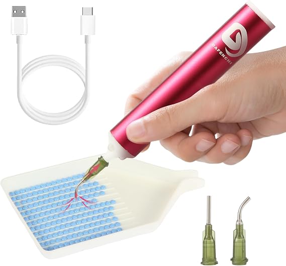 DAFENCHI Electric Diamond Painting Pen with Light, Diamond Painting Electric Drill Pen, Cordless Electric Diamond Art Pen with Vacuum Pump, Rechargeable Diamond Pen for DIY Diamond Painting