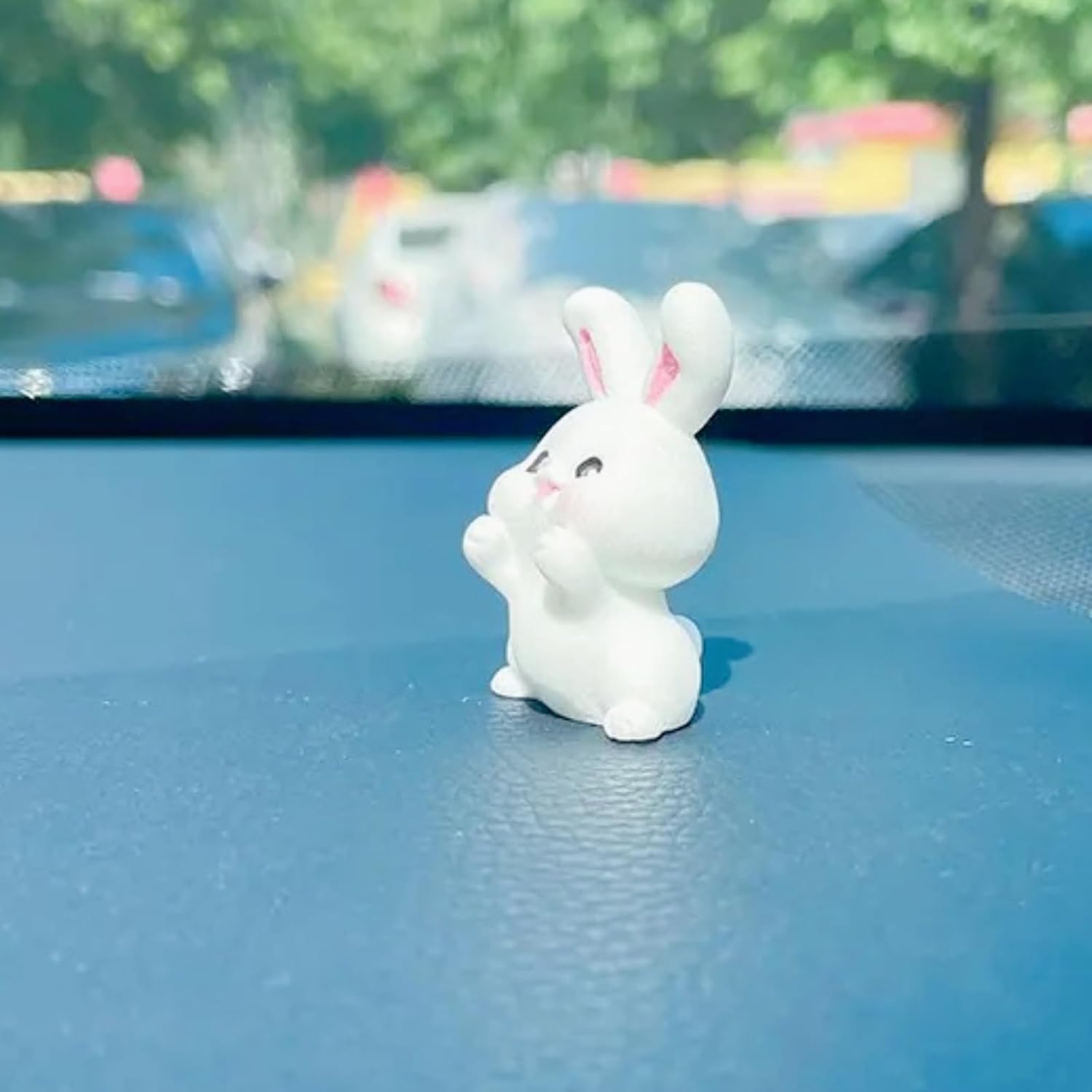 3pcs Cute Rabbit Car Decor Kawaii Bunny Car Dashboard Rearview Mirror Decor Adorable Rabbit & Cartoon Girl Car Ornaments Car Accessories 1Pc B