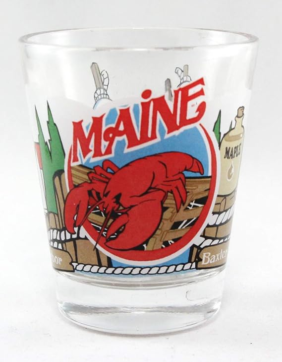 World By Shotglass Maine 3 View Shot Glass