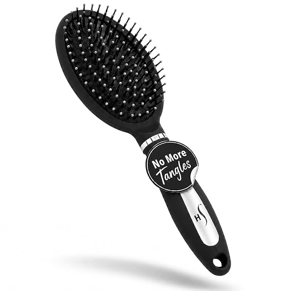 HerStyler Thick Hair Detangler Brush - Wet or Dry Use - Pain Free - Black