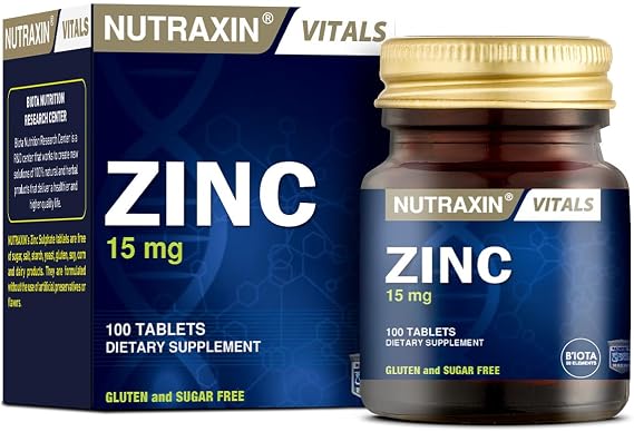 Nutraxin Vitals Zinc 15 mg 100 Tablets Food Supplement