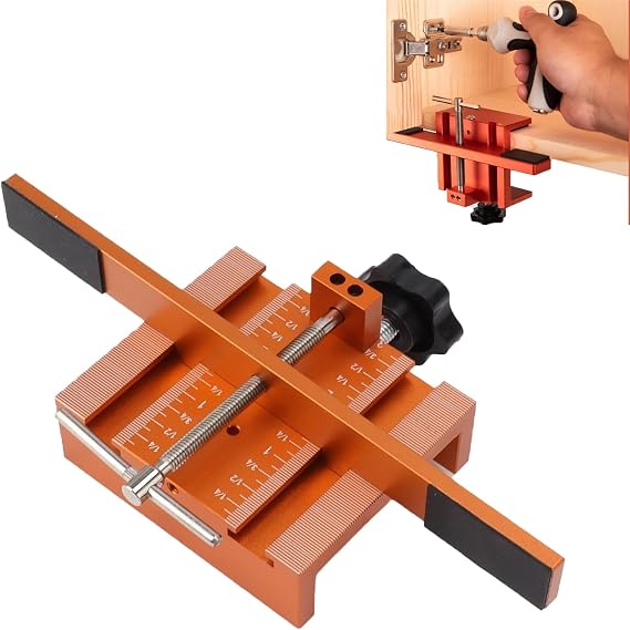 Cabinet Door Mounting Jig,Universal Adjustable Cabinet Door Hinge Installation Tool for Perfect & Easy Alignment,Self-Centering Punching Positioning Cabinet Doors Jig Drilling Template Gifts for Men