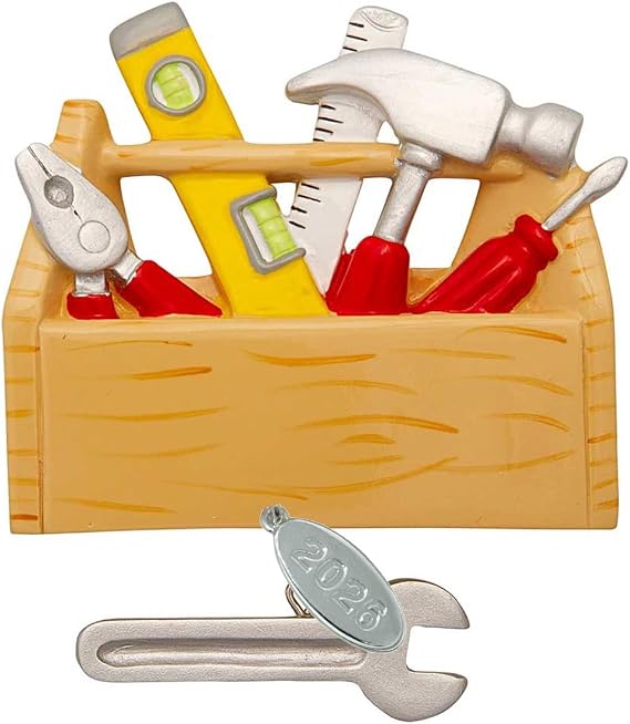 Handyman Gifts Carpenter Ornament, Handyman and dad Ornament - Tools and Toolbox - Easy to Personalize at Home -  in a Gift Box so It's Ready for Giving