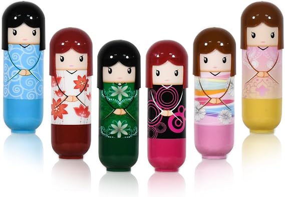 Kids Lip Balm Set for Girls,6 Pack Cute Doll Lip Balm Multipack | 100% Natural Lip Balm for Party Bag,Gift