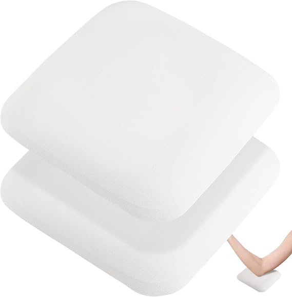 2PCS Elbows Pads for Desk TOROKOM Silicone Elbow Wrist Arm Rest Soft Elbow Rest Non-Slip Arm Rest Support Ergonomic Elbow Rest Pad for Nail Tech, Computer, Office (White)