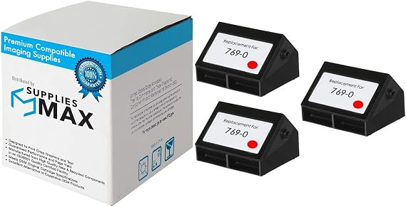 Compatible Replacement for Pitney-Bowes E700/E707/E745/E747/G700 Red Postage Meter Inkjet (3/PK) (769-3)