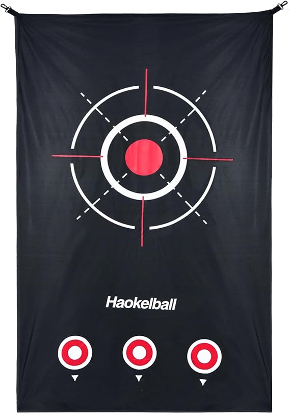 Haokelball Golf Impact Silent Target Cloth for Hitting Practice Net System, 3x5 FT Noise-Reducing Golf Target Cloth Replacement with 4 Precision Aim Points, Durable for Indoor/Outdoor Training