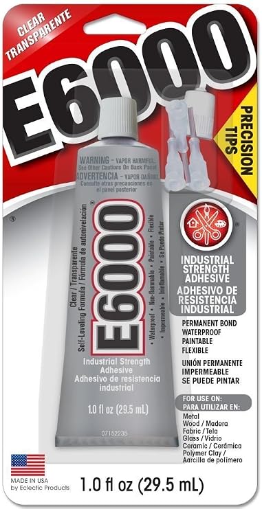 Glue W/Tips E6000 1oz,Clear,2 Pack
