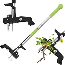 Stand Up Weed Remover Tool, 4-Claw Weed Puller Root Remover for Garden, Patio, Lawn, Long Handle Dandelion Removal Tool and Weed Extractor, No Bend Garden Weeder Tool with Foot Pedal