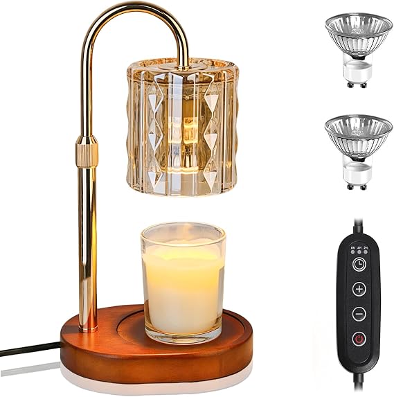 HAIDOLIANG Scented Candle Warmer Lamp with Timer, Adjustable Height & Stepless Dimmable，Gifts (Amber Asterism) | Stepless Dimmable, Birthday Gifts for Women/Mom, Unique Home Decor [Energy Class A+++]