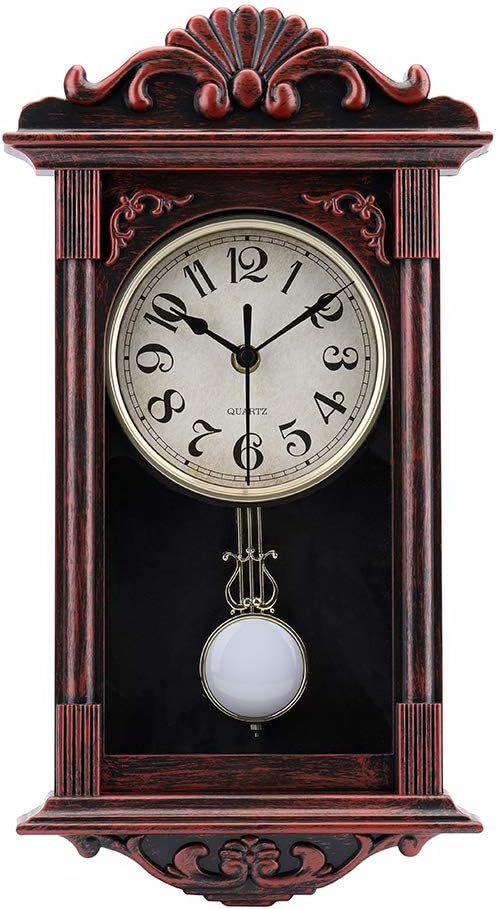 jomparis Pendulum Wall Clock Retro Quartz Decorative Wall Clock for Living Room,Office,Home Decor (16 Inch, Bronze)