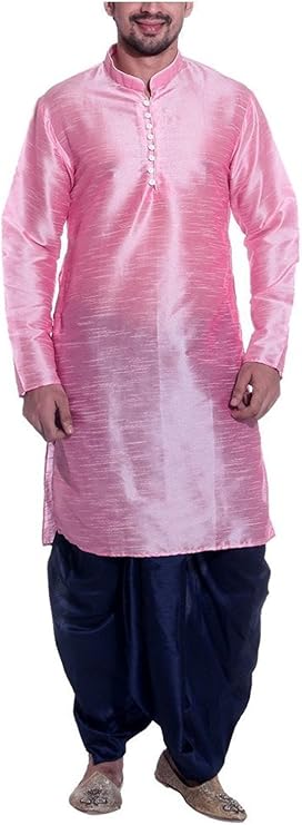 Royal Kurta Men's Silk Blend Dhoti & Kurta 40 Pink
