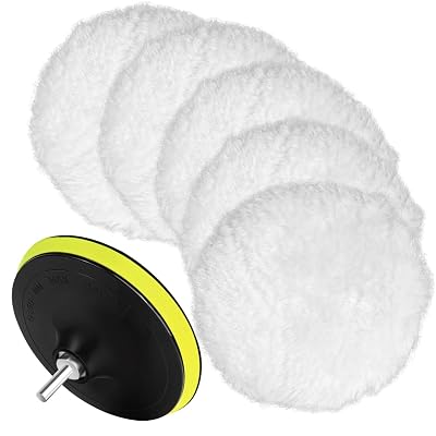 7 Piece 6 Inch Wool Buffing Pad, Drill Buffer Connecting M12 Drill Adapter, Buffing Pads, for Car Polishing and Waxing, Painting Tabletops, Old Leather Sofas, Tile Polishing