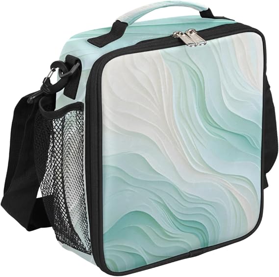 Blue Gradient Insulated Lunch Bag for Girls, Boys, Kids Thermal Meal Watercolor Texture Reusable Lunch Box Children Waterproof Back to School Picnic