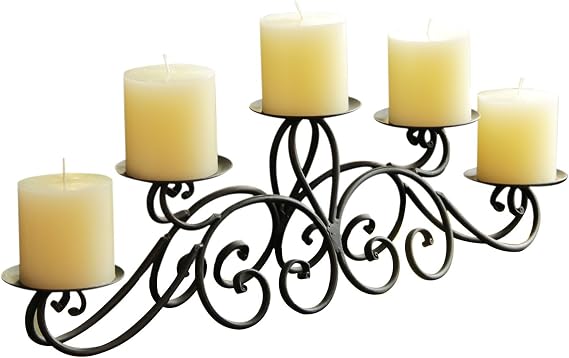 Adeco HD0004 5 Pillar Candle Holder, Black Candelabras with Antique Finish