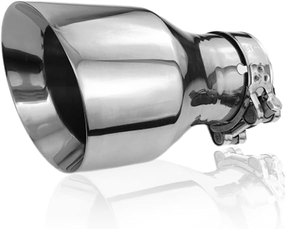 Exhaust Tips 304 Stainless Steel Car Exhaust Tail End Pipe Tip Double Wall Polished Slant Cut Muffler Tip Car Exhaust Tip,Inlet 63mm(2.5") Outlet102mm(4") Overall Length 170mm(6.7") (Sliver)