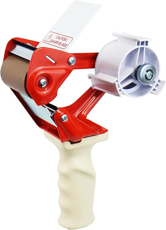 PSBM Heavy Duty Packing Tape Dispenser Box Tape Gun, 2 Inch Wide, 100 Pack, Fits 3 Inch Core Shipping Tape, Side Loading with Adjustable Brake for Secure Usage