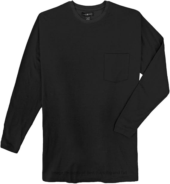 Cotton Traders Quality Long Sleeve Pocket T-Shirt Black 2XLT #965A