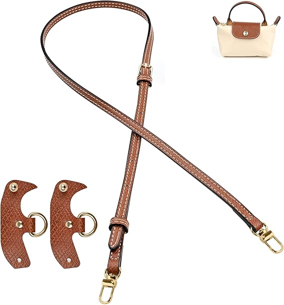 Longchamp Mini Bag Strap Leather Replace Brown Adjustable Longchamp Strap for Handbags
