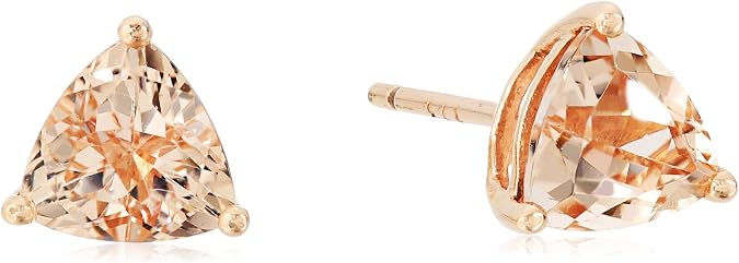 10k Rose Gold Morganite Trillion Stud Earrings